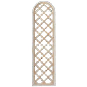 13 in. x  49 in. Wood Brown Carved Trellis Geometric Wall Decor