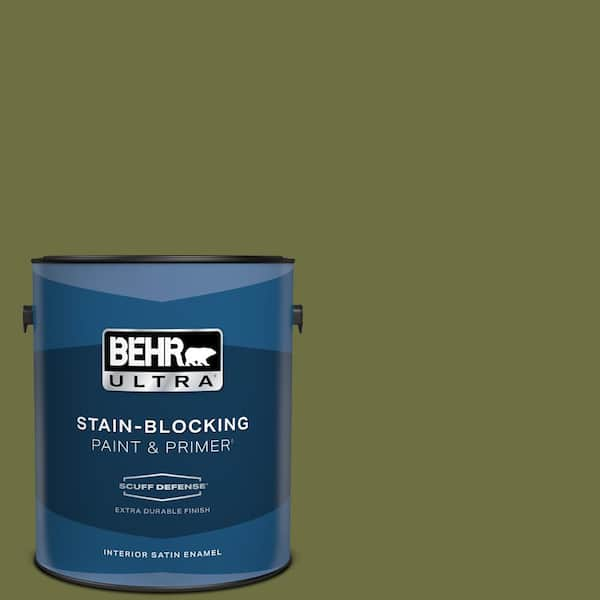 BEHR ULTRA 1 gal. #M340-7 Classic Avocado Extra Durable Satin Enamel Interior Paint & Primer