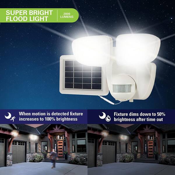 Sunforce 180-Degree 1000-Lumen Off-White Solar Integrated LED Motion-Activated Flood Light with Timer Sunforce 180-Degree 1000-Lumen Off-White Solar Integrated LED Motion-Activated Flood Light with Timer