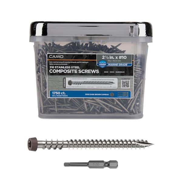 #10 2-1/2 in. 316 Stainless Steel Star Drive Dark Brown Composite Deck Screws (1750-Count)