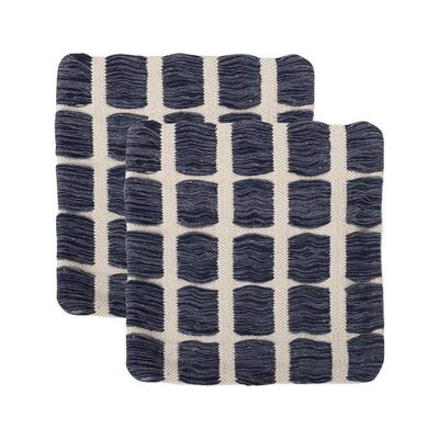Gagel Hand-Loomed Boho Dark Blue and Natural 18 in. x 18 in. Pillow Cover (Set of 2)