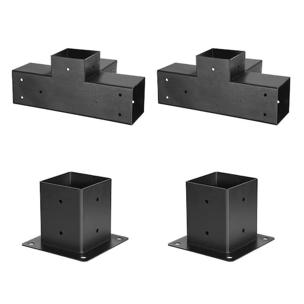 Pergola Bracket Kit, 4 x 4 In. (3.5 x 3.5 Inner), 2 Pcs 4-Way Heavy Duty Corner Bracket, for Gazebos, Patios, Log Cabins