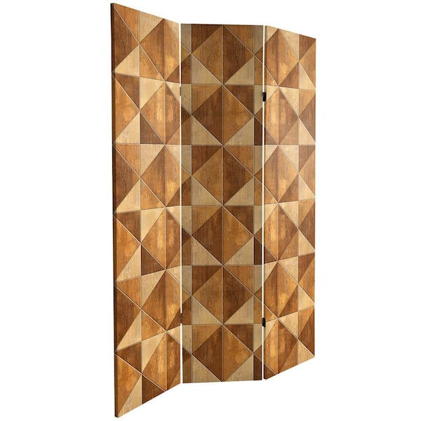 Burl Wood Pattern 6 ft. Printed 3-Panel Room Divider CAN-WOOD3