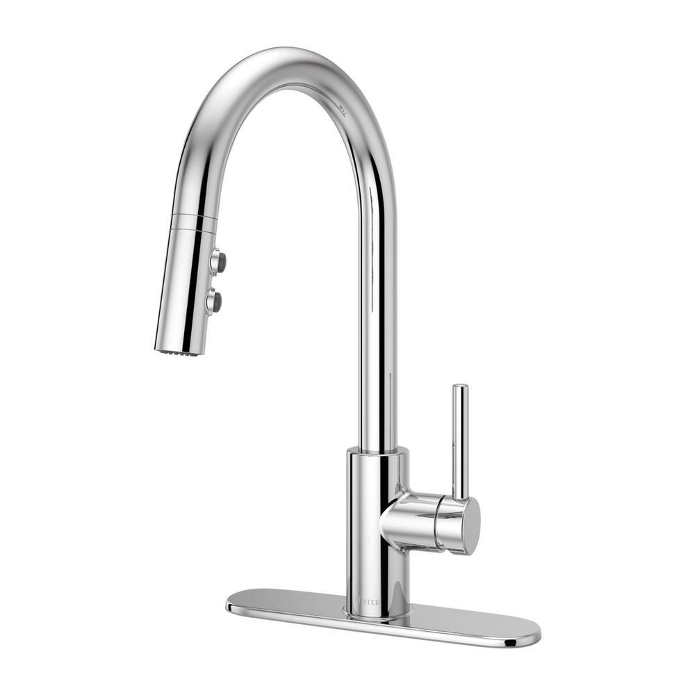 Modern Loft Polished Chrome Pull-Down Kitchen Faucet with Swivel Spout