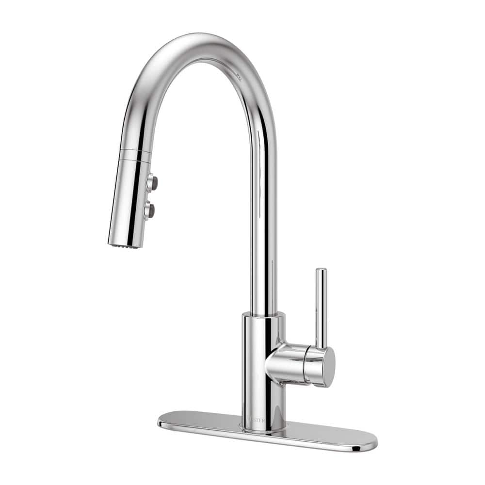 Modern Loft Polished Chrome Pull-Down Kitchen Faucet with Swivel Spout