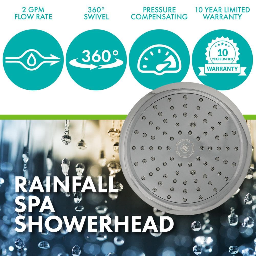 Brushed Nickel 8-Inch Round Rain Shower Head