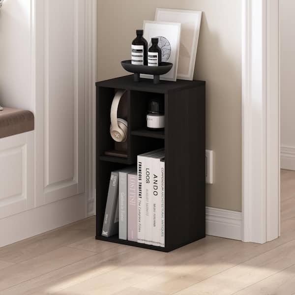 Furinno Daly 21.26 in. Tall Espresso Wood 3-Shelf Irregular Cubes Bookcase