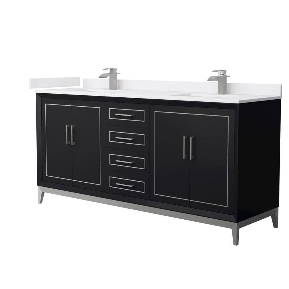 Marlena 72 in. W x 22 in. D x 35.25 in. H Double Bath Vanity in Black with White Cultured Marble Top price history on PriceWatchPro