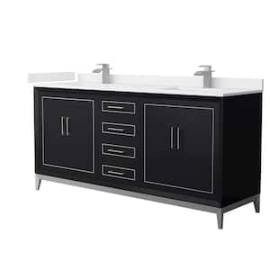 Marlena 72 in. W x 22 in. D x 35.25 in. H Double Bath Vanity in Black with White Cultured Marble Top