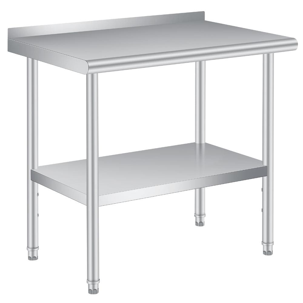Stainless Steel Commercial Prep Table - Heavy Duty Kitchen Work Table with Backsplash, Adjustable Undershelf 36x24in price history on PriceWatchPro