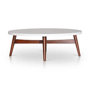 Serena 48 in. White Large Oval Stone Coffee Table