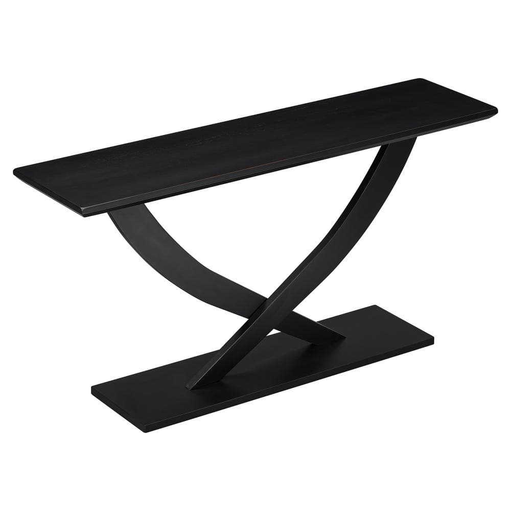 Haven 57" Black Acacia MDF Cross Leg Console Table