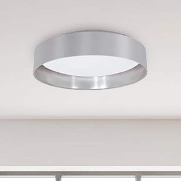 16'' Silver and White LED Drum Flush Mount Ceiling Light