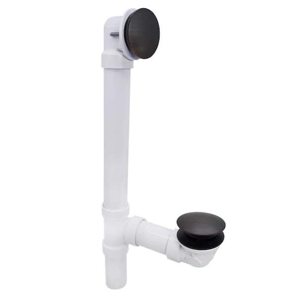 Westbrass 12 in. and 4 in. Bath Waste and Overflow with Tip-Toe Drain Plug and Illusionary Faceplate - Sch. 40 PVC, Antique Bronze