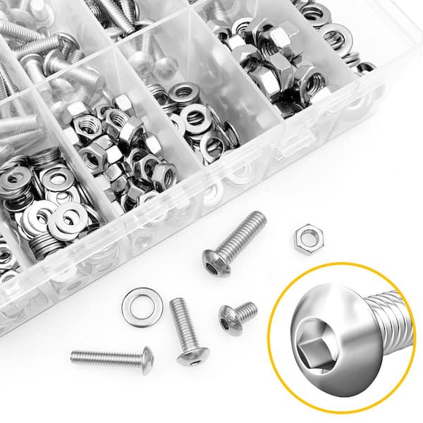 Kit Viti A Testa Pulsante M3 E Dadi A T Scorrevoli 2020 – 180 Viti + 100 Dadi + Chiave Esagonale In Acciaio Al Carbonio