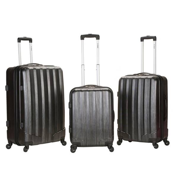 Rockland Metallic 3-Piece Hardside Spinner Luggage Set, Carbon