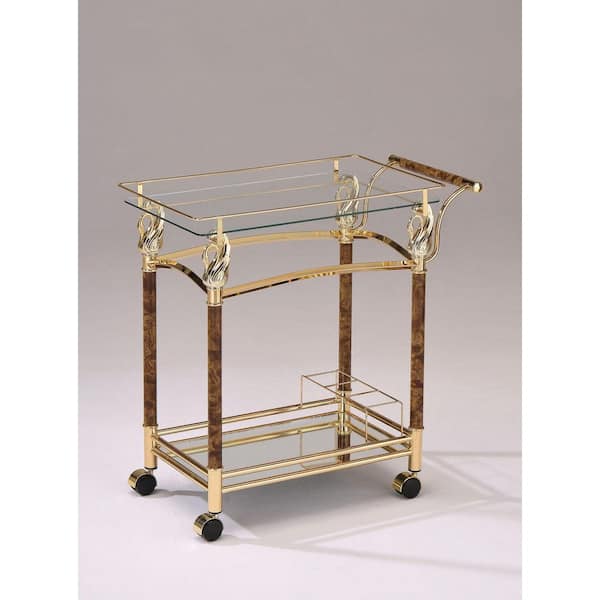AOPSPS Gold Serving Cart with Shelf