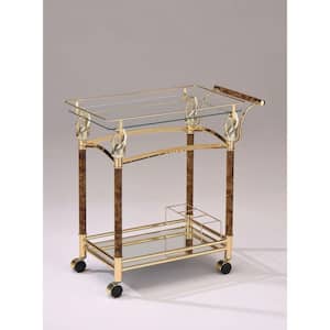 Gold Serving Cart with Shelf