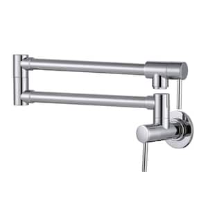 Wall Mounted Brass Pot Filler with 2 Handles in Chrome