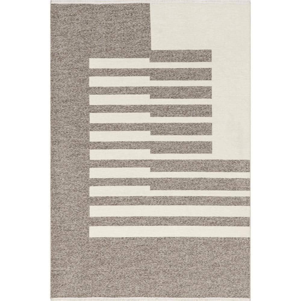 Sofya Beige Abstract Striped Reversible Machine Washable Area Rug