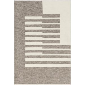 Sofya Beige 6 ft. 7 in. x 9 ft. Abstract Striped Reversible Machine Washable Area Rug