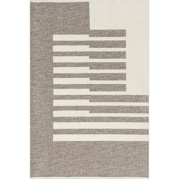 nuLOOM Sofya Beige 6 ft. 7 in. x 9 ft. Abstract Striped Reversible Machine Washable Area Rug