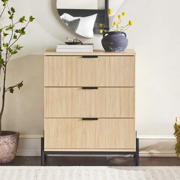 Walker Edison Furniture Company Mid-Century Modern Coastal Oak Wood 28 in. Chest of Drawers