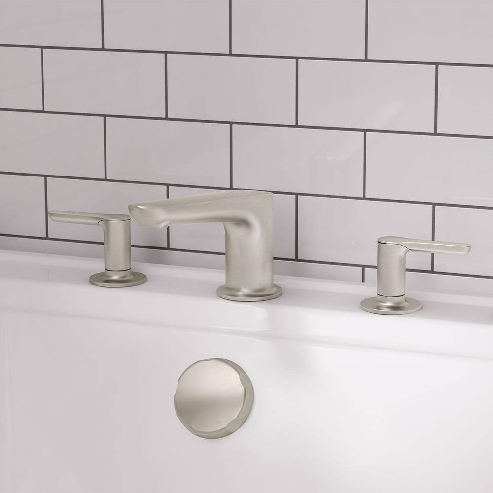 Brushed Nickel Modern Deck-Mount Roman Tub Faucet