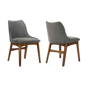 Azalea Charcoal Fabric and Walnut Wood Dining Side Chairs (Set of 2)