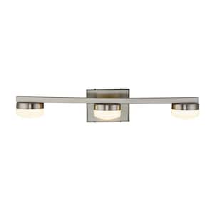 Fusion Puck 24 in. Brushed Nickel LED Vanity Light Bar with Opal Glass Shade