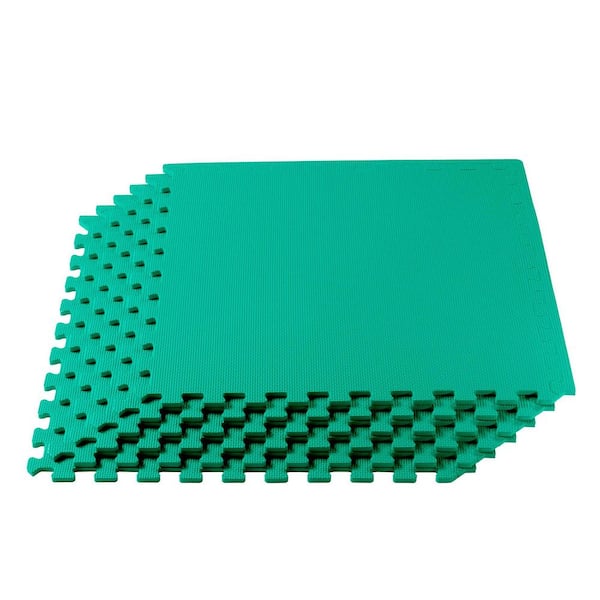 Green 24 in. W x 24 in. L x 3/8 in. T Interlocking Foam Gym Flooring Mat (6 Tiles/Pack) (24 sq. ft. )