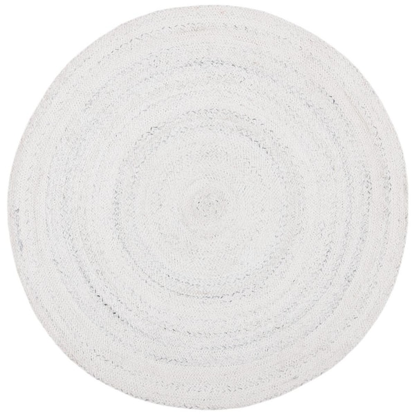 SAFAVIEH Cape Cod Ivory Doormat 3 ft. x 3 ft. Braided Solid Color Round Area Rug