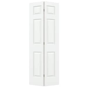 36 in. x 80 in. 6 Panel Colonist White Painted Textured Molded Composite Hollow Core Closet Bi-Fold Door