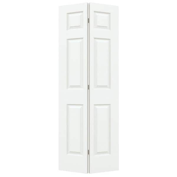 JELD-WEN 36 in. x 80 in. 6 Panel Colonist White Painted Textured Molded Composite Hollow Core Closet Bi-Fold Door