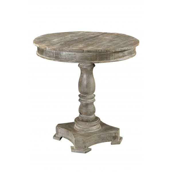 HomeRoots Gray Wood 30 in. Pedestal Dining Table Seats 2)
