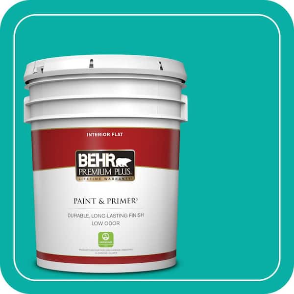 BEHR PREMIUM PLUS 5 gal. #490B-5 Cozumel Flat Low Odor Interior Paint & Primer