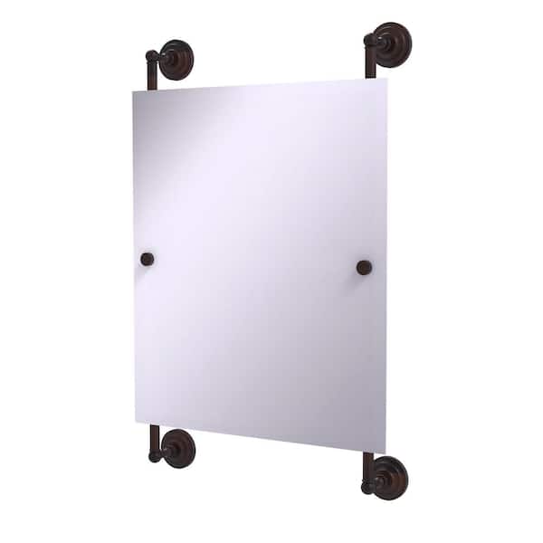 Allied Brass Que New Collection 25 in. x 33 in. Rectangular Frameless Rail Mounted Mirror in Venetian Bronze