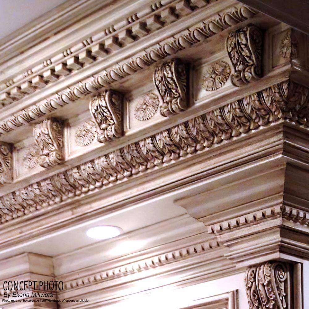Ekena Millwork SAMPLE - Endurathane Flower Crown Moulding, 5 3/4"H x 5 7/8"P x 7 7/8"F x 12"L, Factory Primed