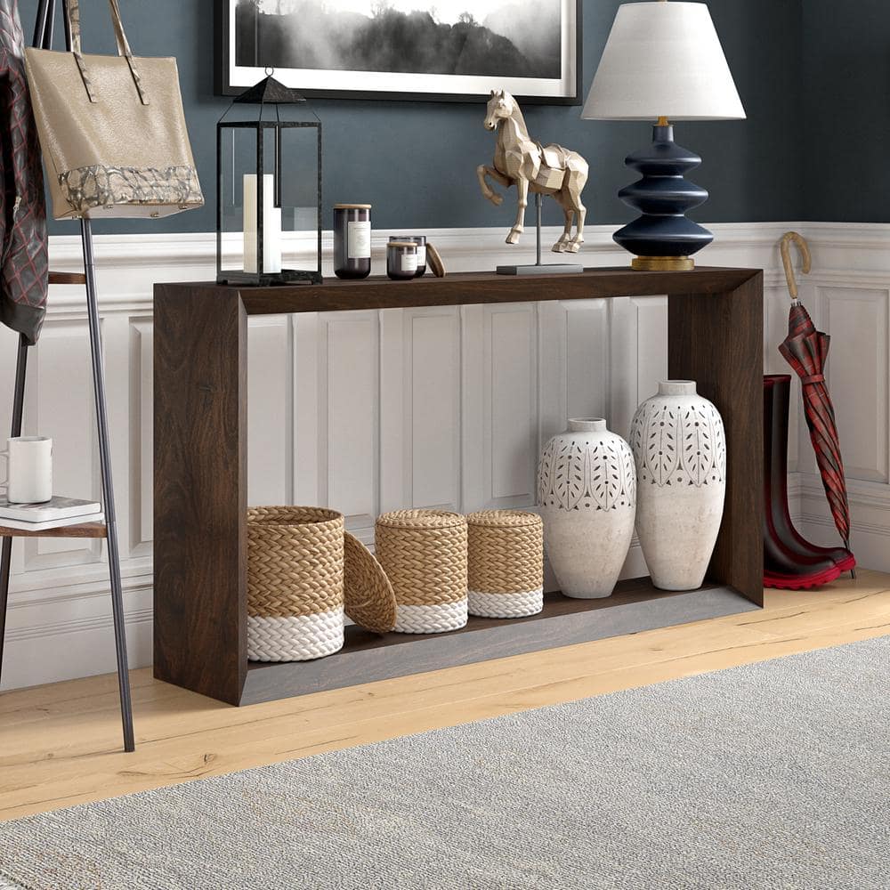 Alder Brown MDF Hallway Table with Storage