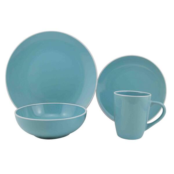 Home Basics Riviera 16-Piece Blue Dinnerware Set