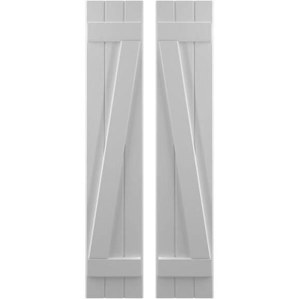 Ekena Millwork 10-1/2 in. W x 77 in. H Americraft 3-Board Exterior Real Wood Joined Board and Batten Shutters with Z-Bar in Primed