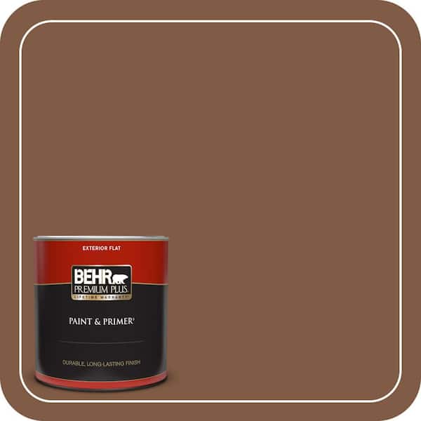 BEHR PREMIUM PLUS 1 qt. #T12-2 Stagecoach Flat Exterior Paint & Primer