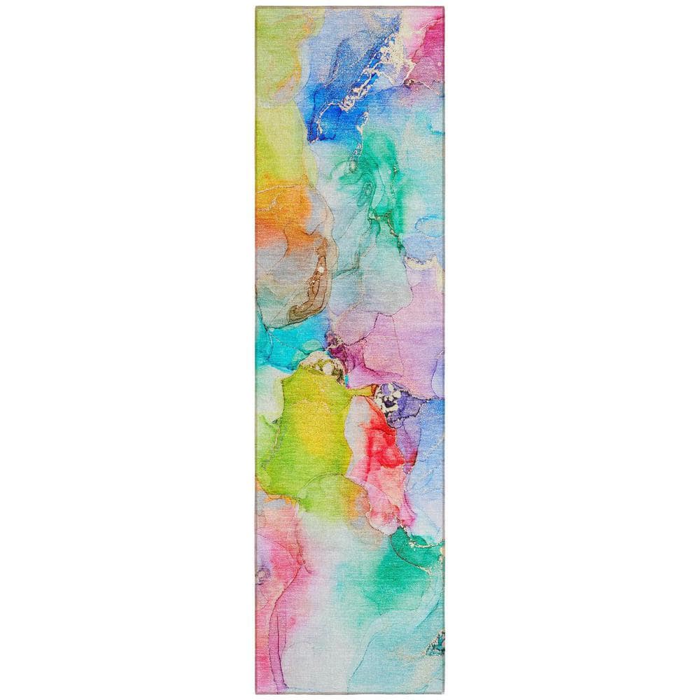 Blue 2 ft. x 8 ft. Woven Abstract Polyester Runner Indoor/Outdoor Area Rug price history on PriceWatchPro