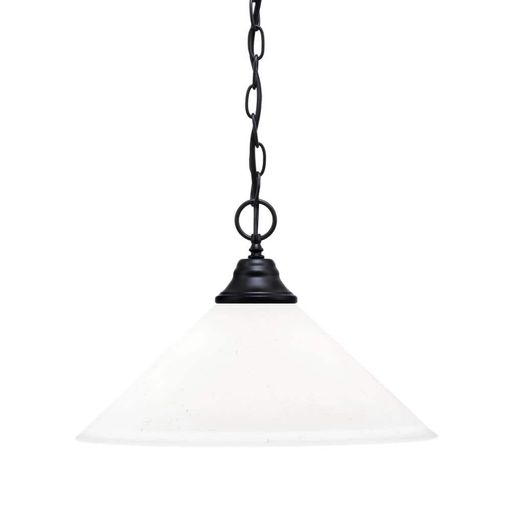 Kingston 100-Watt 1 Light Matte Black Finish Shaded Pendant Light with 16 i