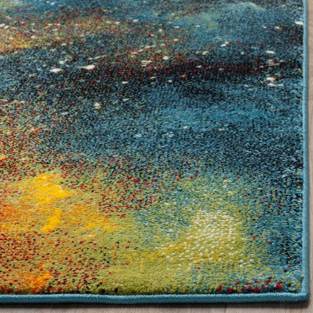 Galaxy Blue and Multicolor Abstract Power Loomed Area Rug