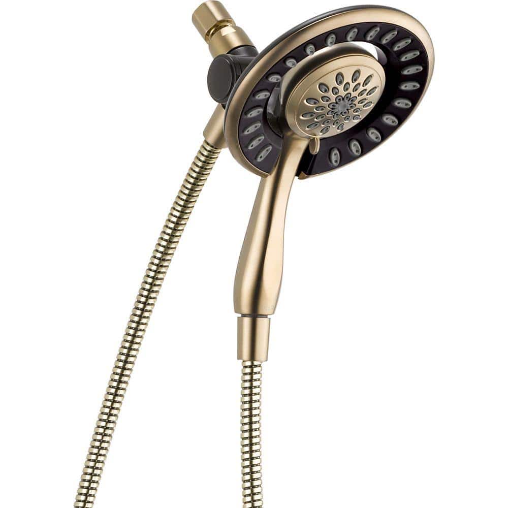 Delta In2ition 4-Spray Patterns 1.75 GPM 6.19 in. Wall Mount Dual Shower Heads in Champagne Bronze 58065-CZ Sansujyuku sansujyuku.com