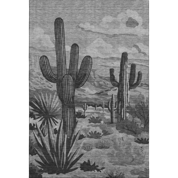 Mayfield Premium Machine Washable Abstract AMF2496 Gray 9 ft. x 12 ft. Area Rug