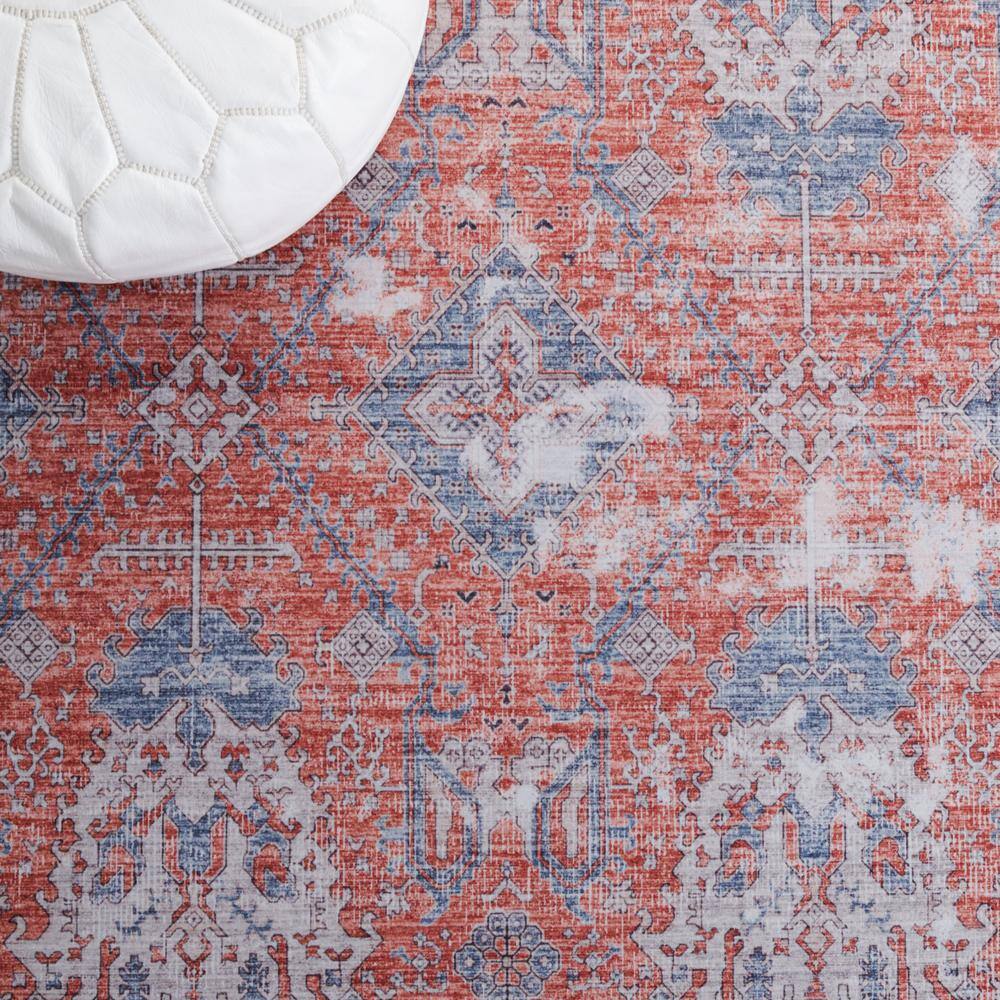 Tucson Rust and Beige Square Washable Area Rug
