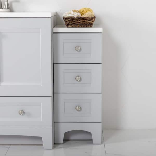 Delridge 12 in. Single Sink Pearl Gray Bath Vanity with White Cultured Marble Top (Assembled)