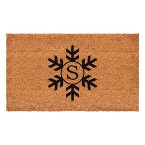 Snowflake Natural 30 in. x 48 in. Coir Monogrammed (Letter S) Door Mat